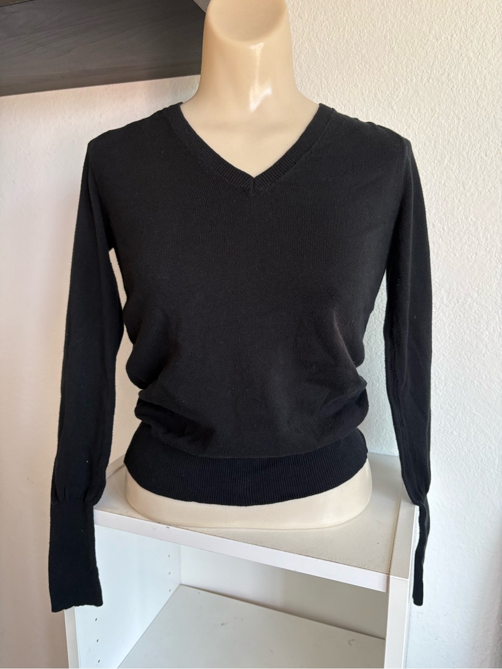 Philosophy Classic Black V-Neck Long Sleeve Sweater